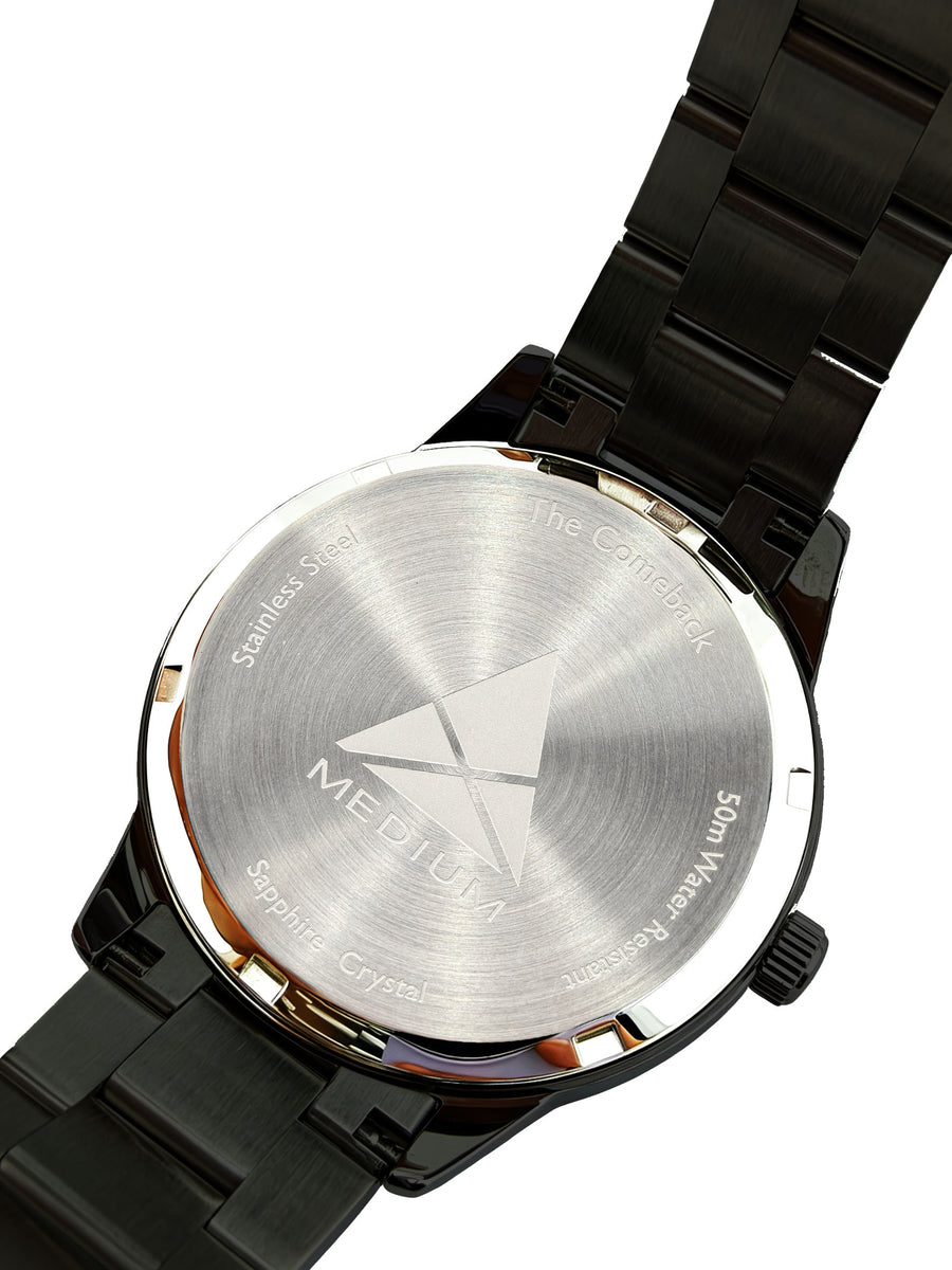 The Comeback Women’s Steel Watch — All Black — caseback