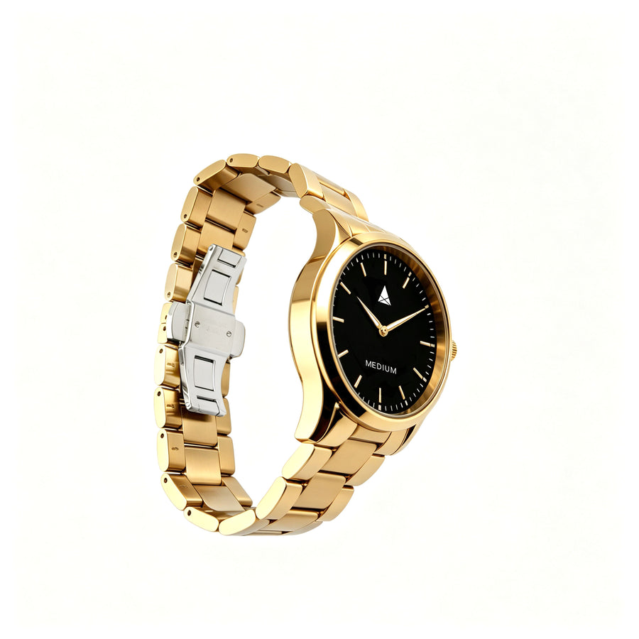 The Comeback Steel Watch — Gold / Black — clasp