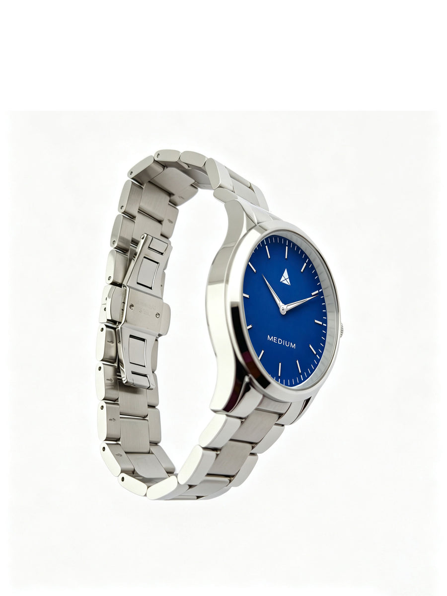 The Comeback Steel Watch — Silver / Blue — clasp