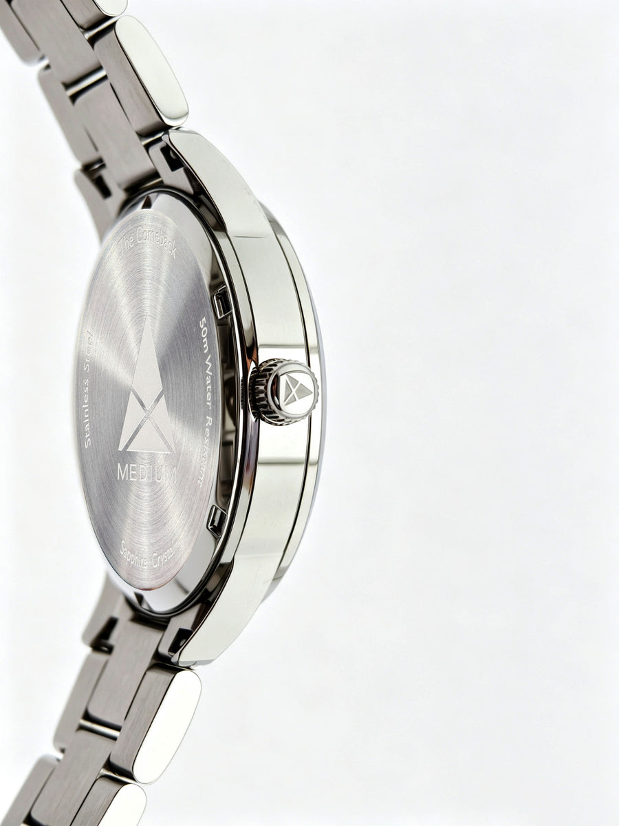 The Comeback Women’s Steel Watch — Silver — side view