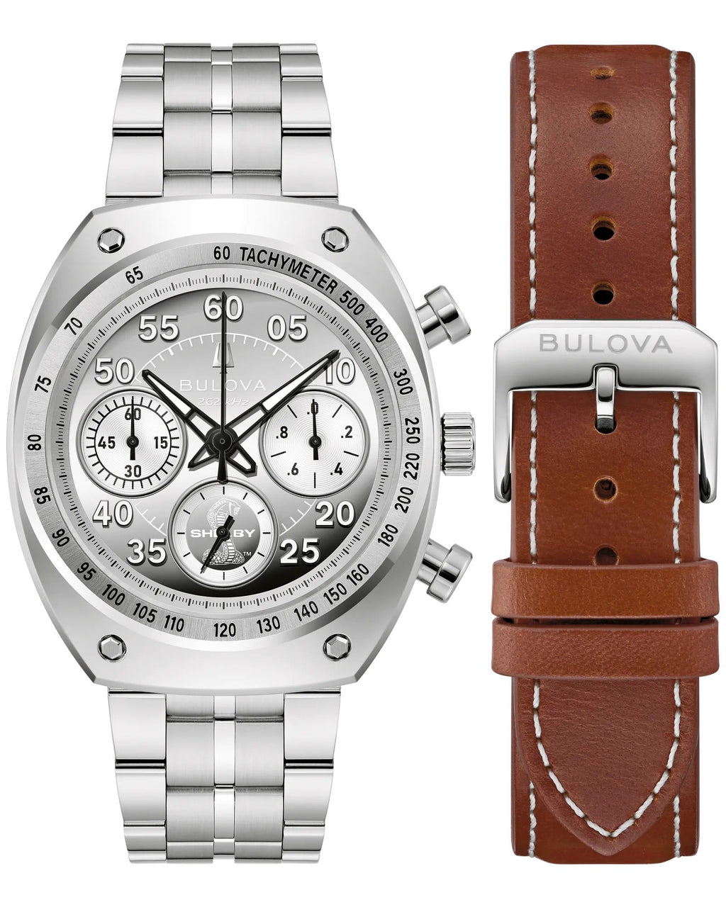 Bulova Shelby Racer Chronograph 96K118 box set with second leather strap — Bulova at MEDIUM