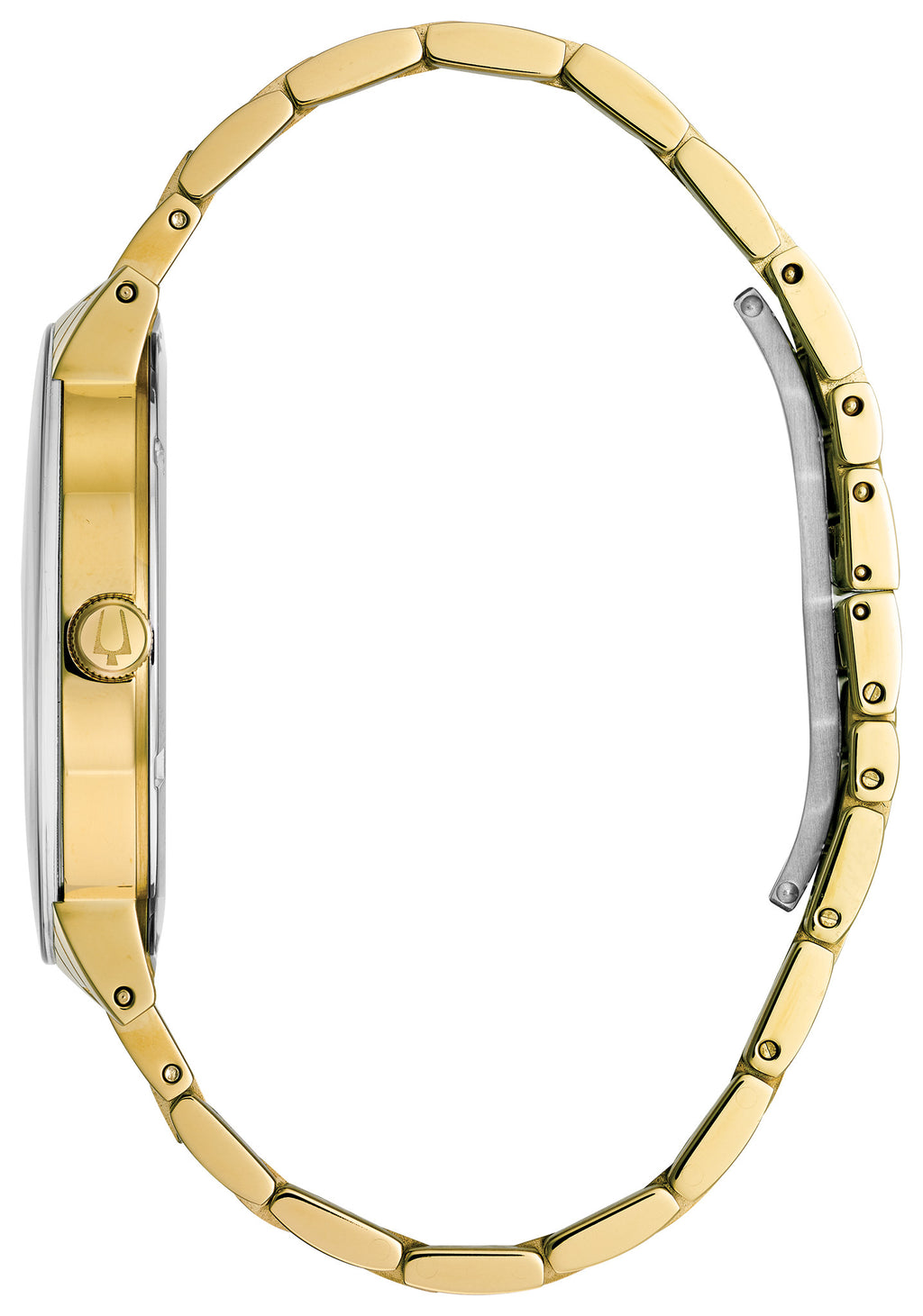 Bulova Futuro 97D116 · Gold-tone, black dial, diamonds — detail view — Bulova at MEDIUM