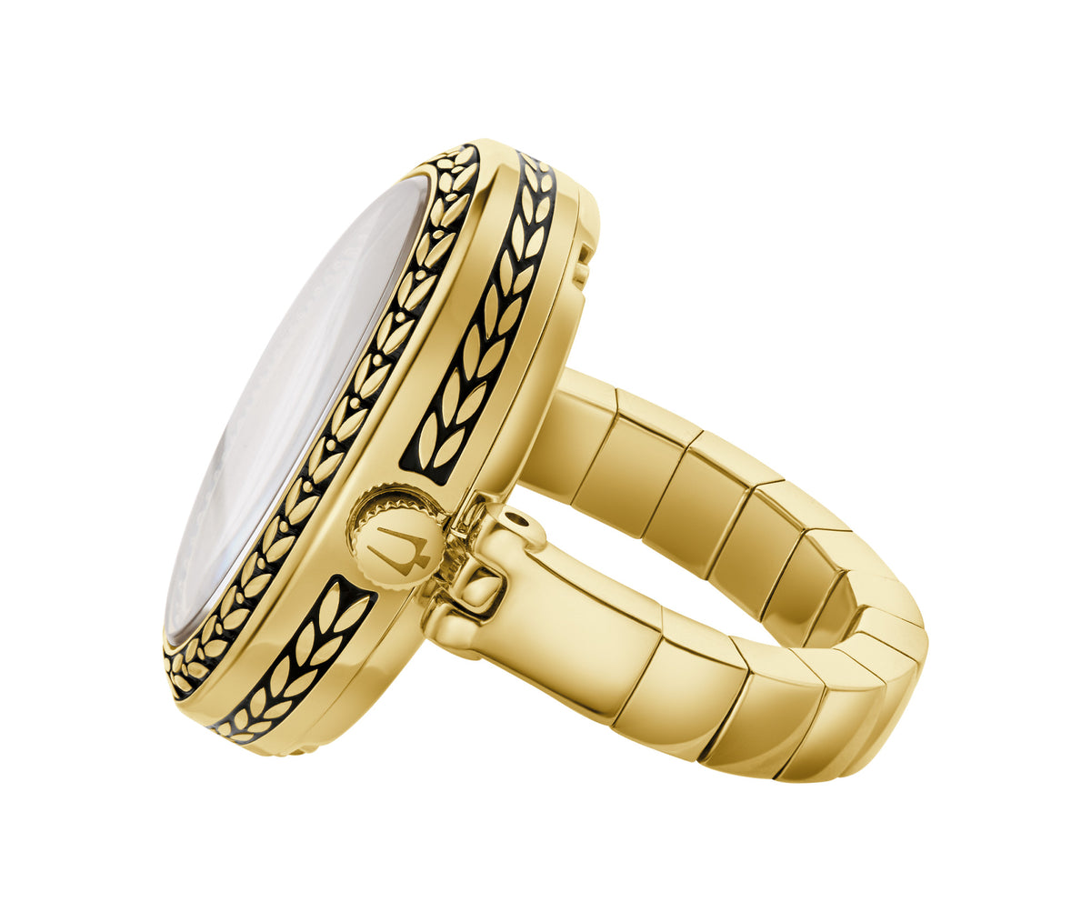 Bulova Art Deco (150th) 97L188 · Art Deco Ring Watch, ivory dial — detail view — Bulova at MEDIUM