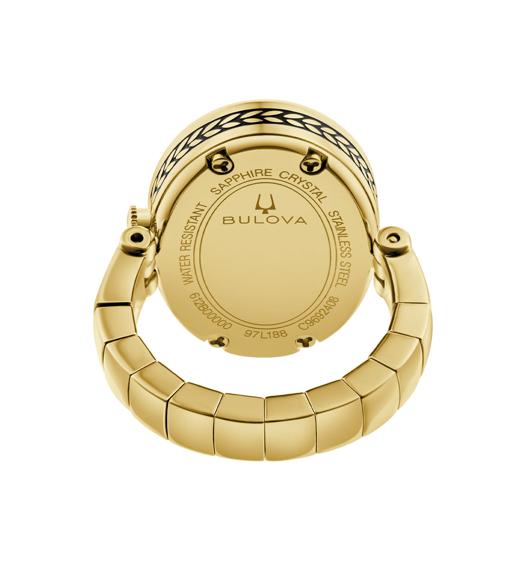 Bulova Art Deco (150th) 97L188 · Art Deco Ring Watch, ivory dial — detail view — Bulova at MEDIUM