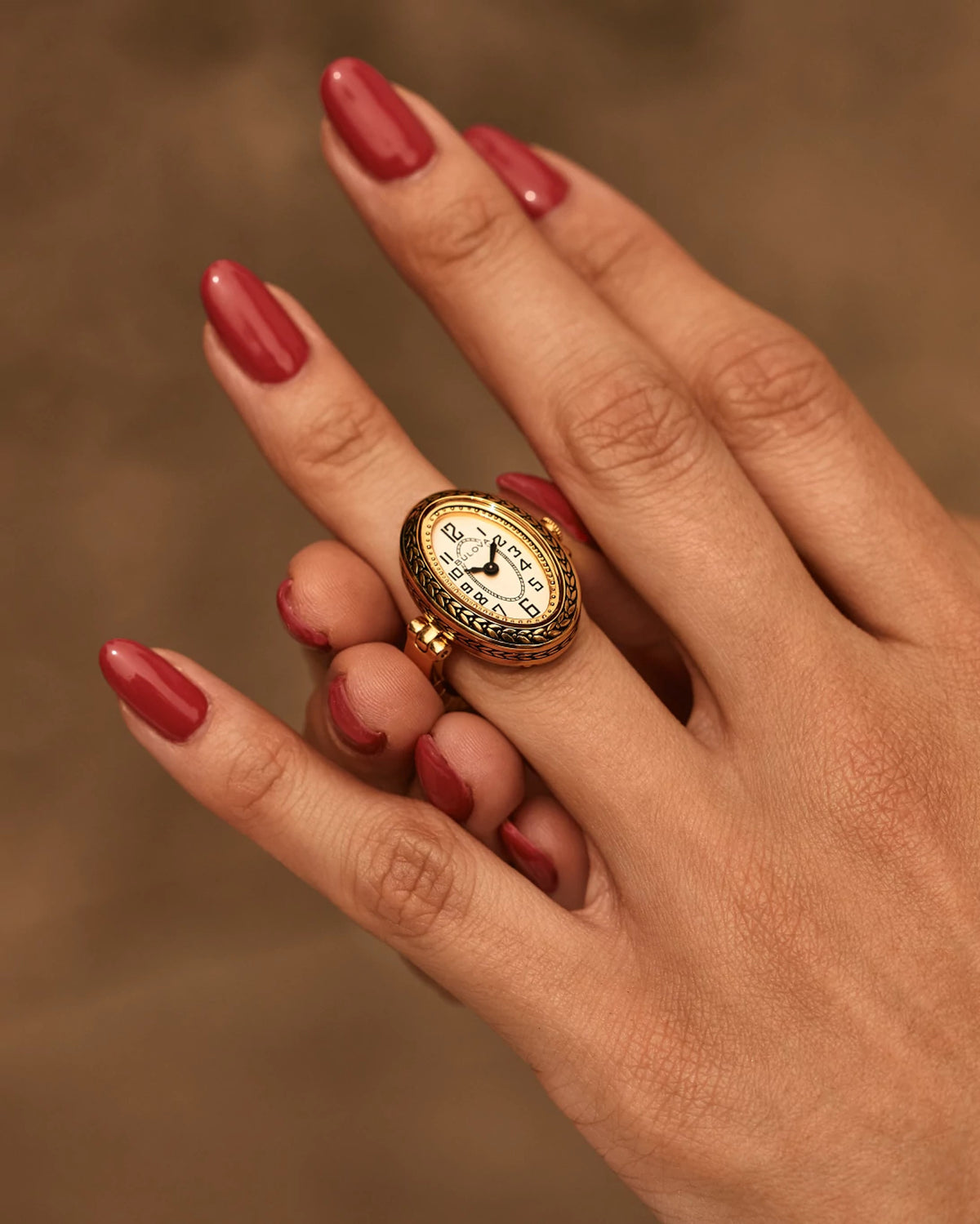 Bulova Art Deco (150th) 97L188 · Art Deco Ring Watch, ivory dial — detail view — Bulova at MEDIUM