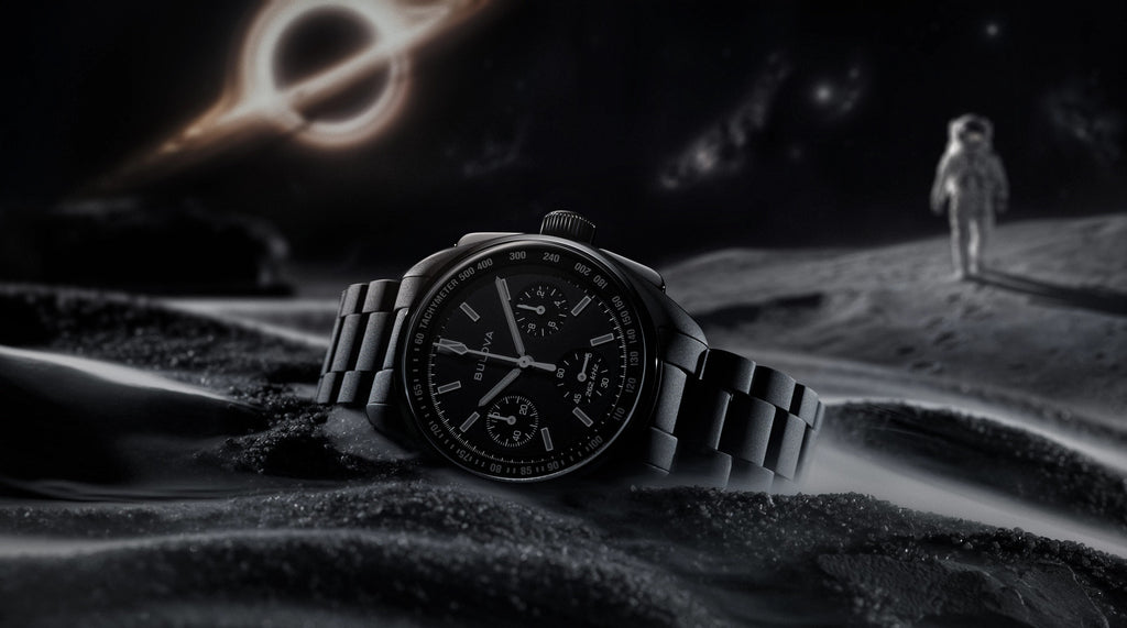 Bulova Lunar Pilot 98A335 · Black Hole — detail view — Bulova at MEDIUM