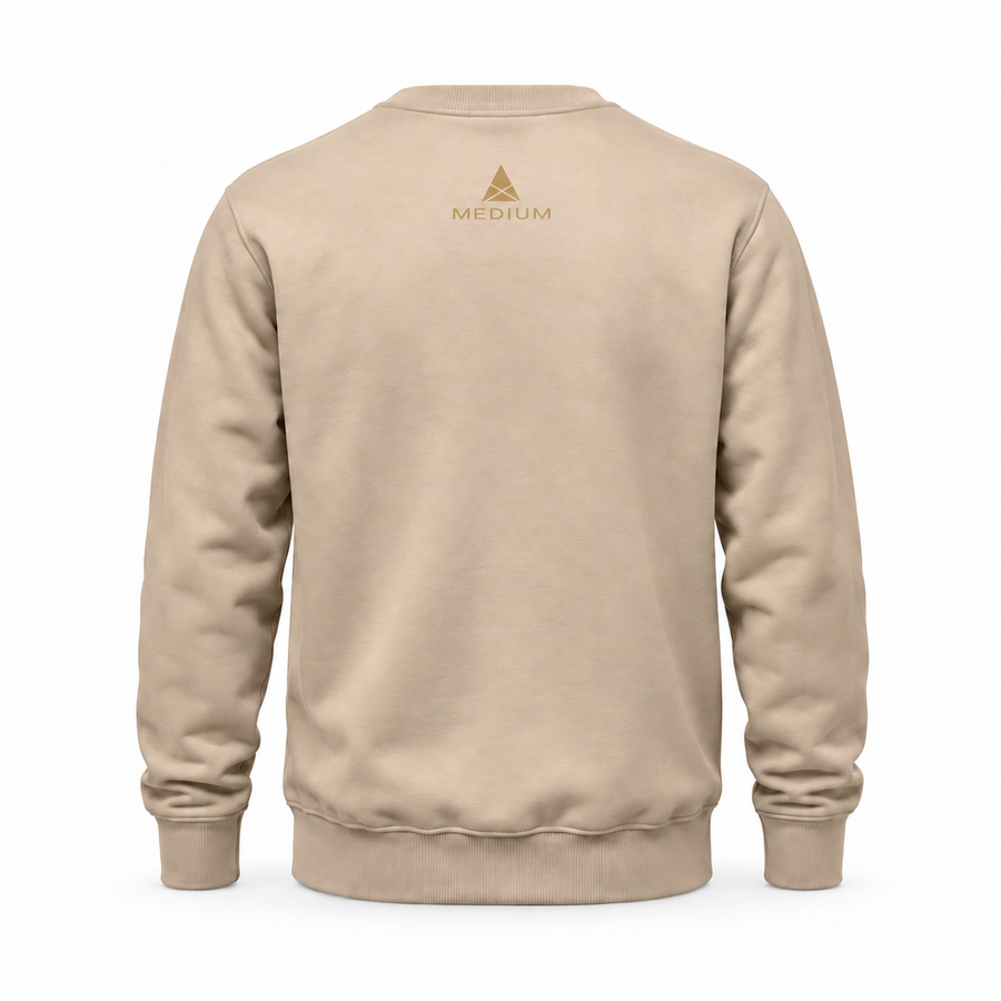 The Backstory Crewneck — Sand — back