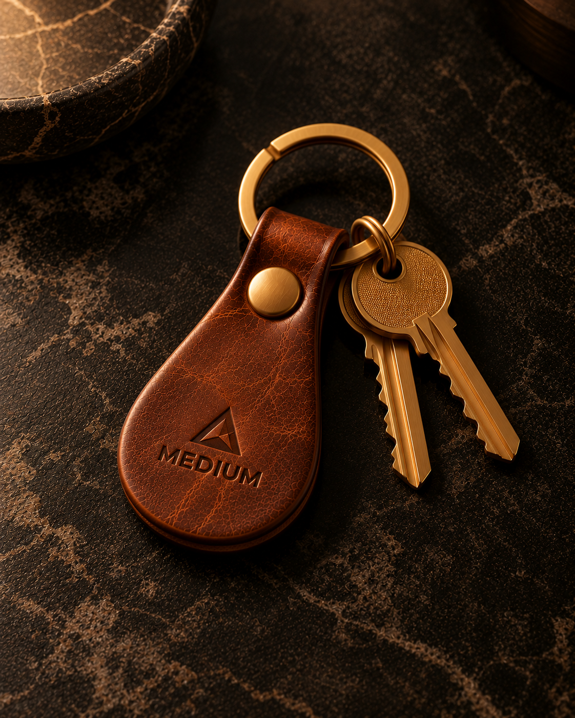 MEDIUM x Popov Teardrop Keychain · Heritage Brown