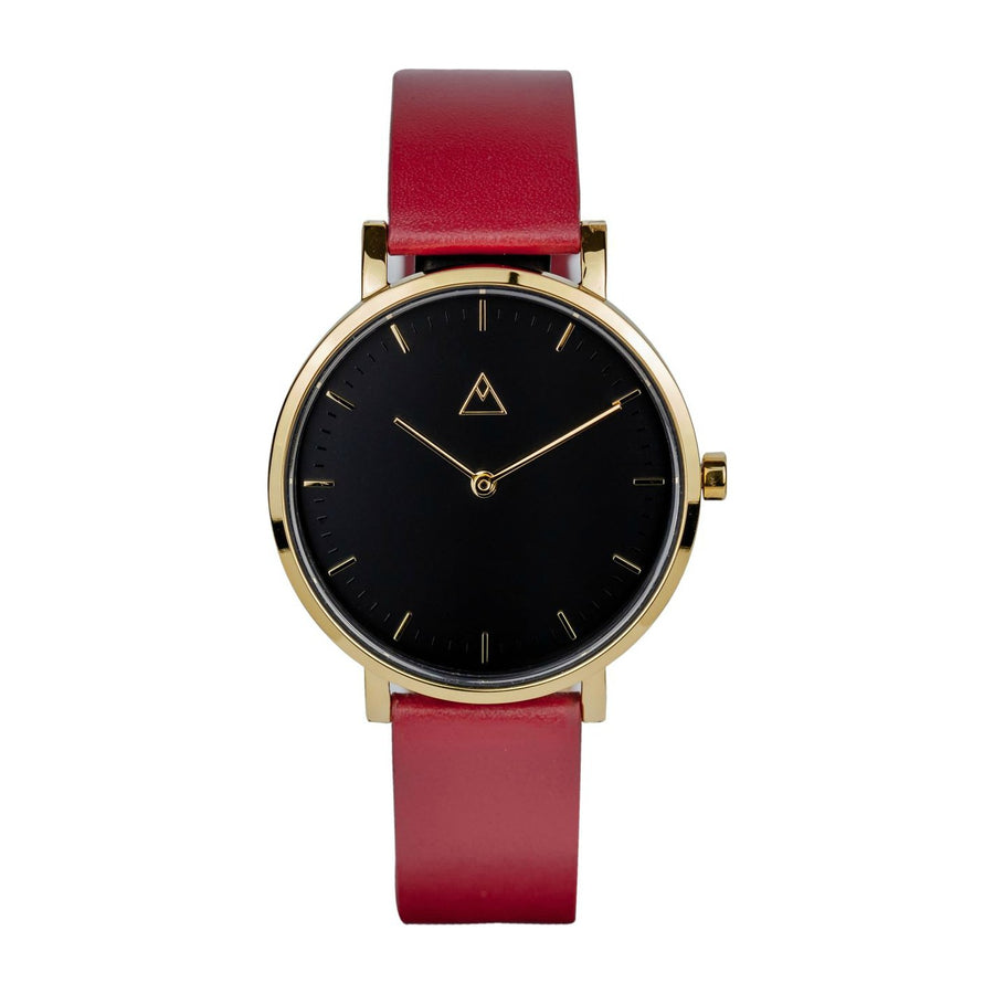 The Debut 36 · Black / Gold / Cerise Leather