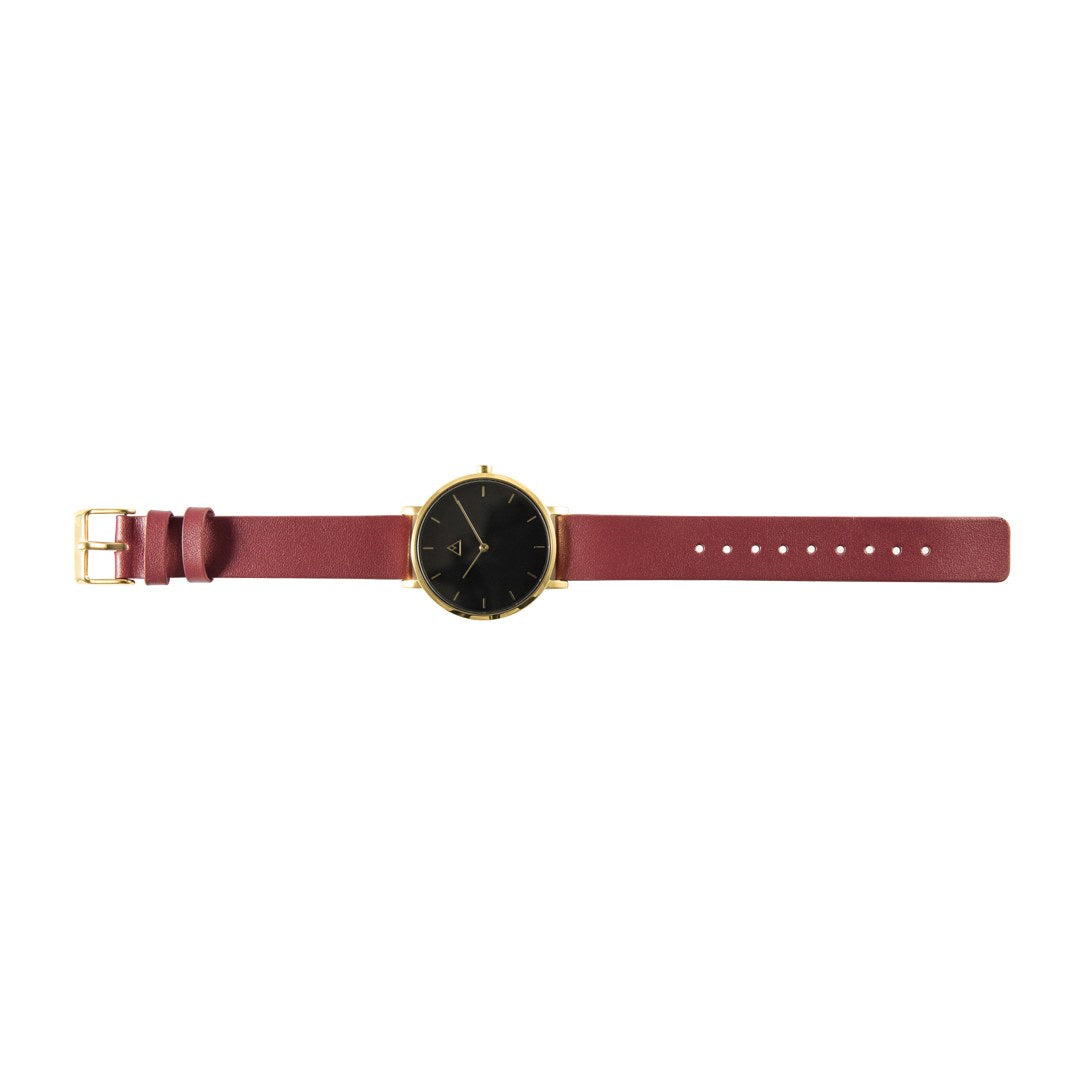The Debut 36 · Black / Gold / Cerise Leather