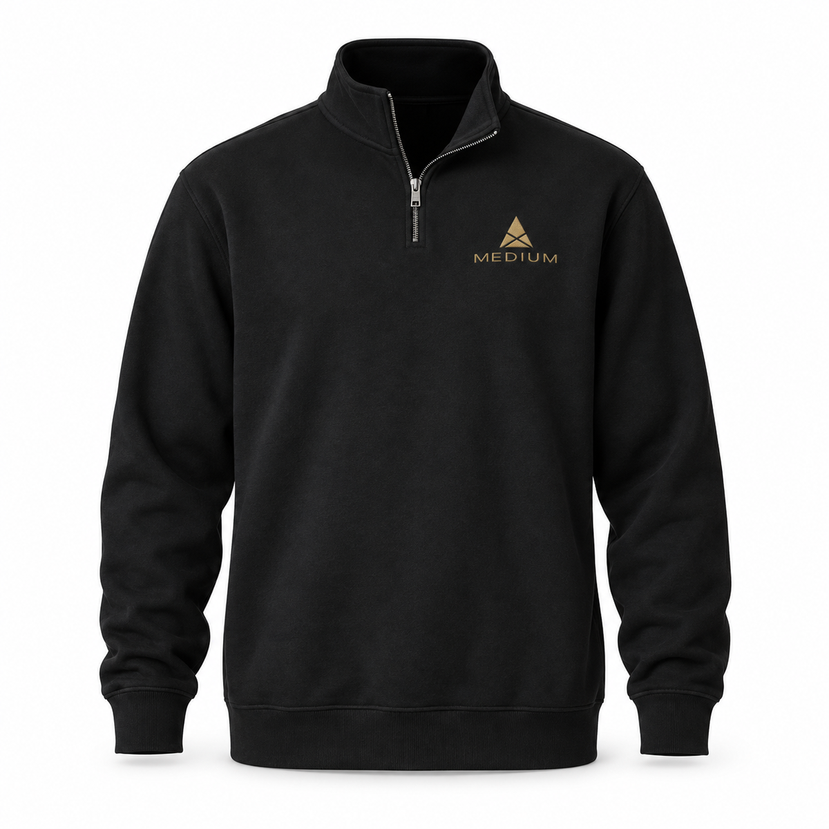 The Byline Quarter Zip — Black — front