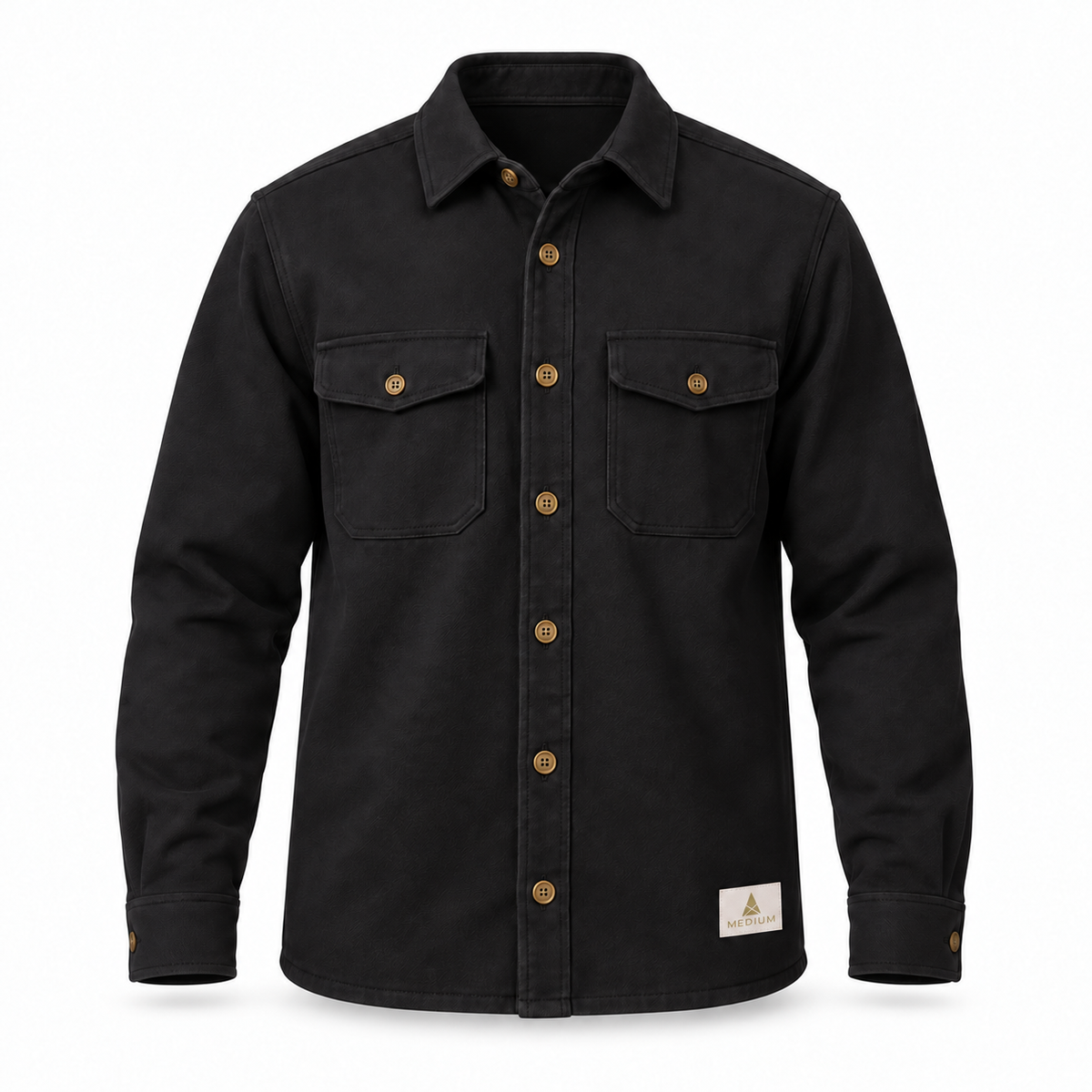 The Long Form Shacket — Black — front