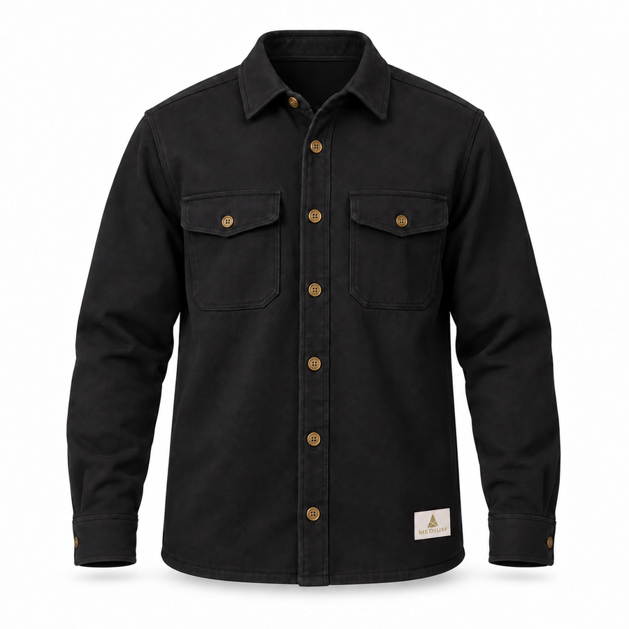 The Long Form Shacket — Black — front