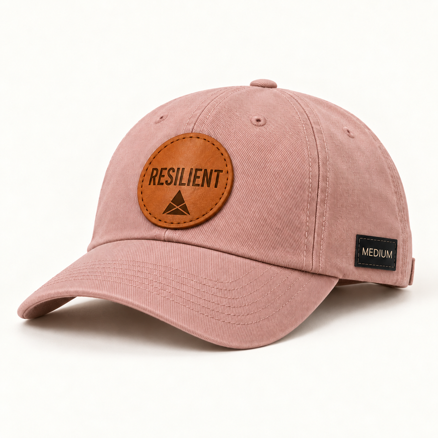 MEDIUM RESILIENT hat in Pink with leather front patch