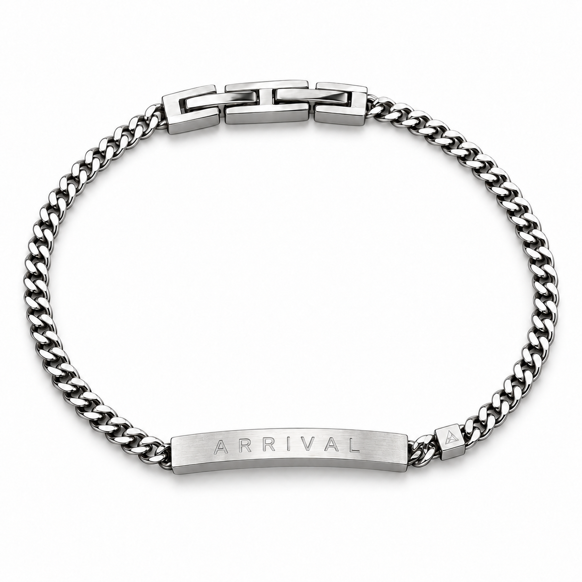 Women’s Word Bracelet — Silver — engraved ARRIVAL