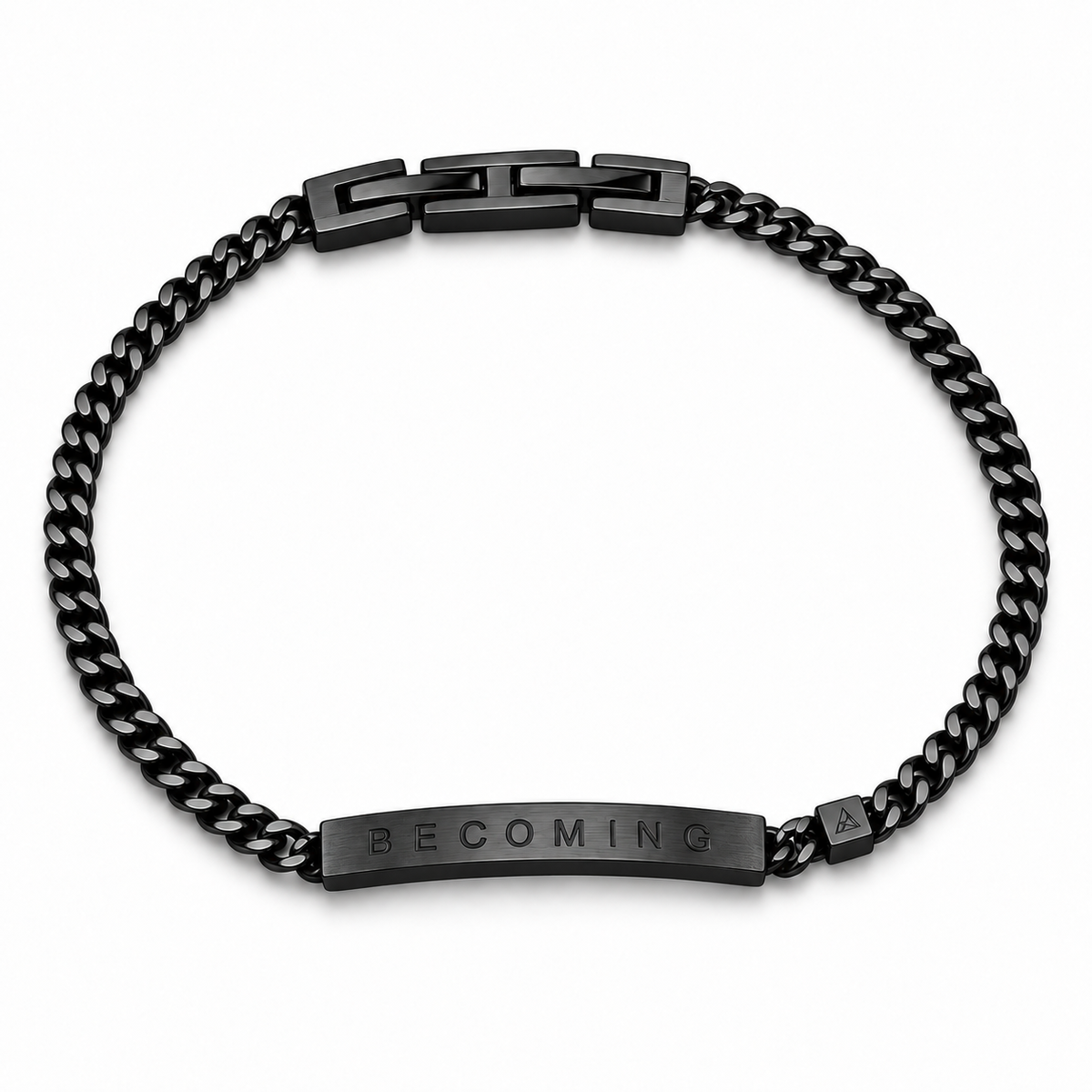 Women’s Word Bracelet — Black — engraved BECOMING