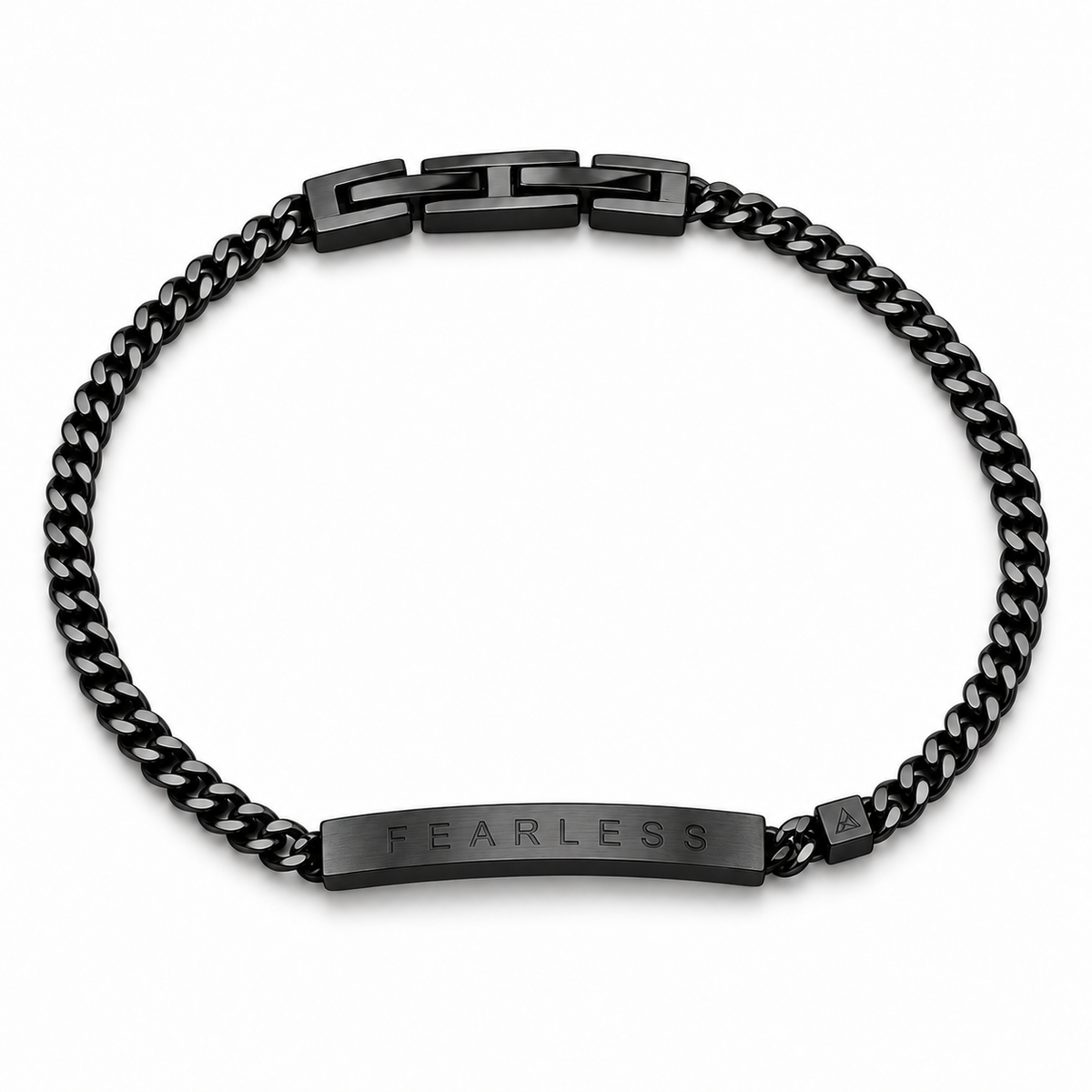 Women’s Word Bracelet — Black — engraved FEARLESS