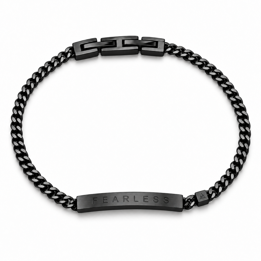 Women’s Word Bracelet — Black — engraved FEARLESS