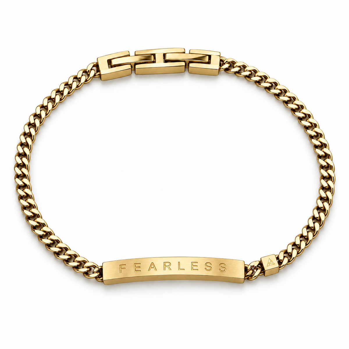 Women’s Word Bracelet — Gold — engraved FEARLESS