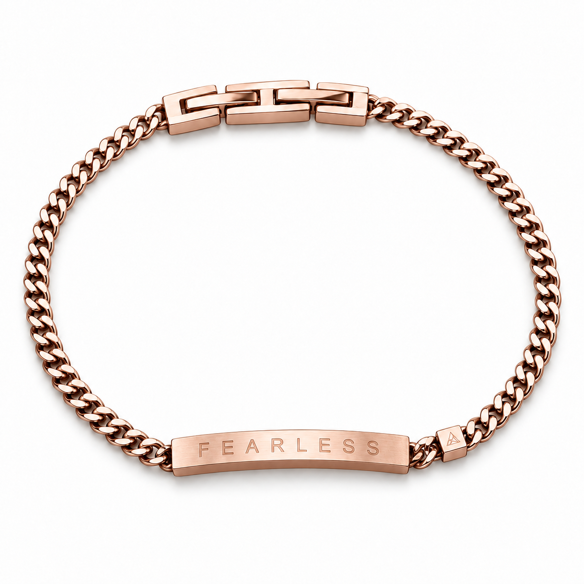 Women’s Word Bracelet — Rose Gold — engraved FEARLESS