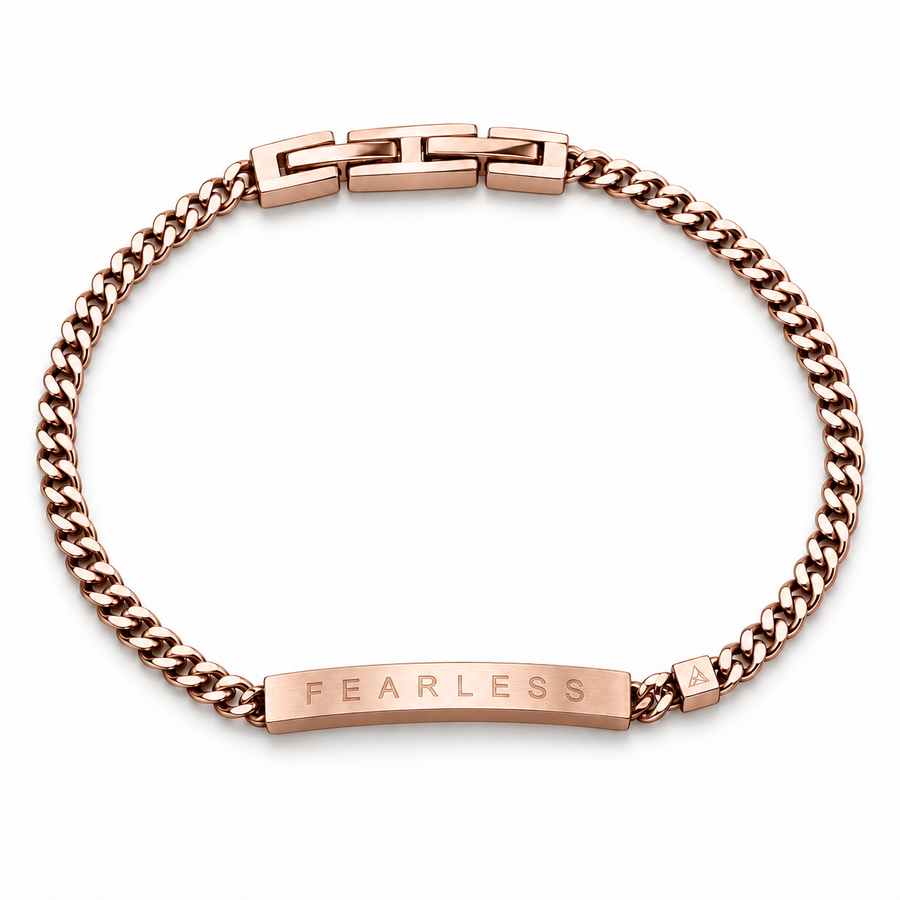 Women’s Word Bracelet — Rose Gold — engraved FEARLESS