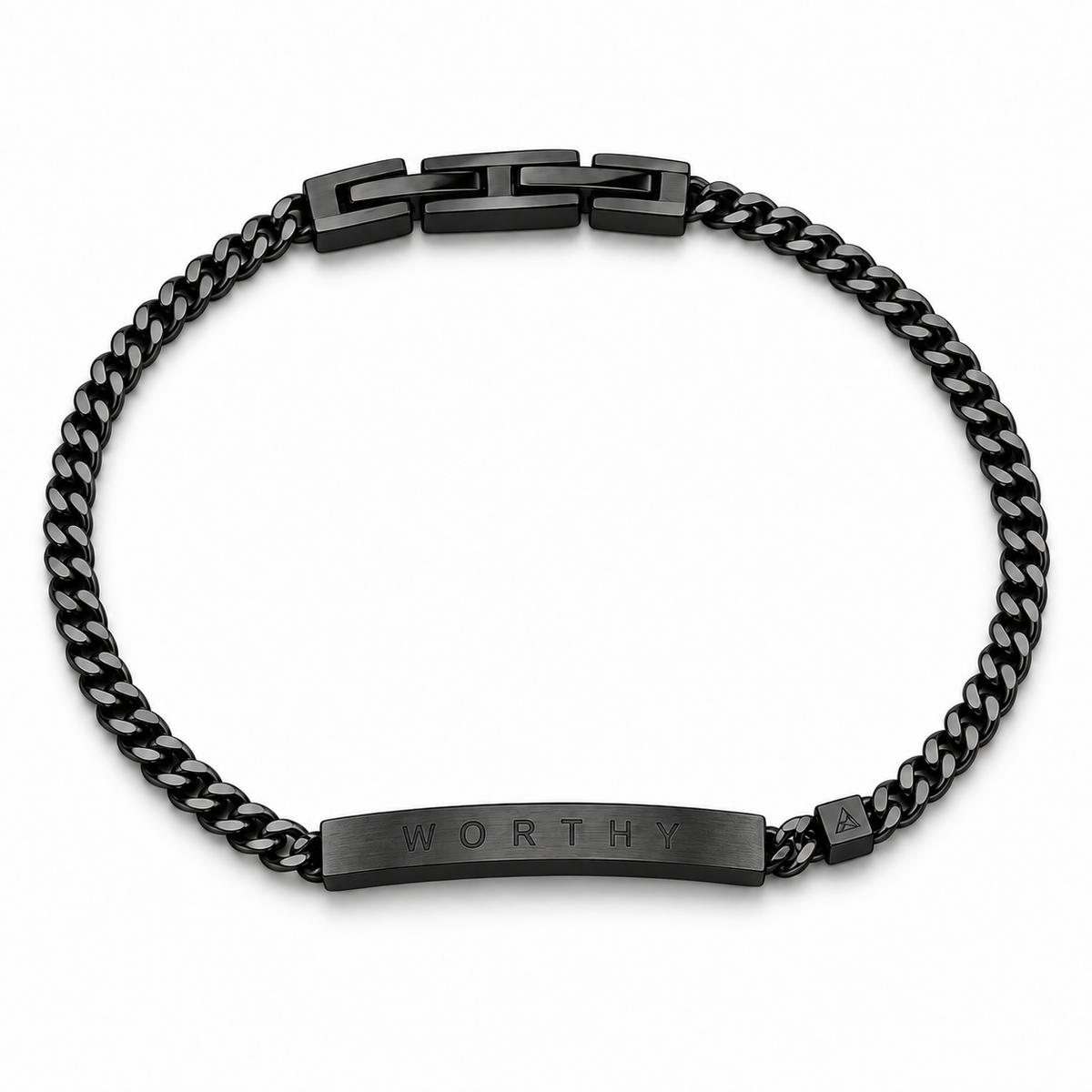 Women’s Word Bracelet — Black — engraved WORTHY