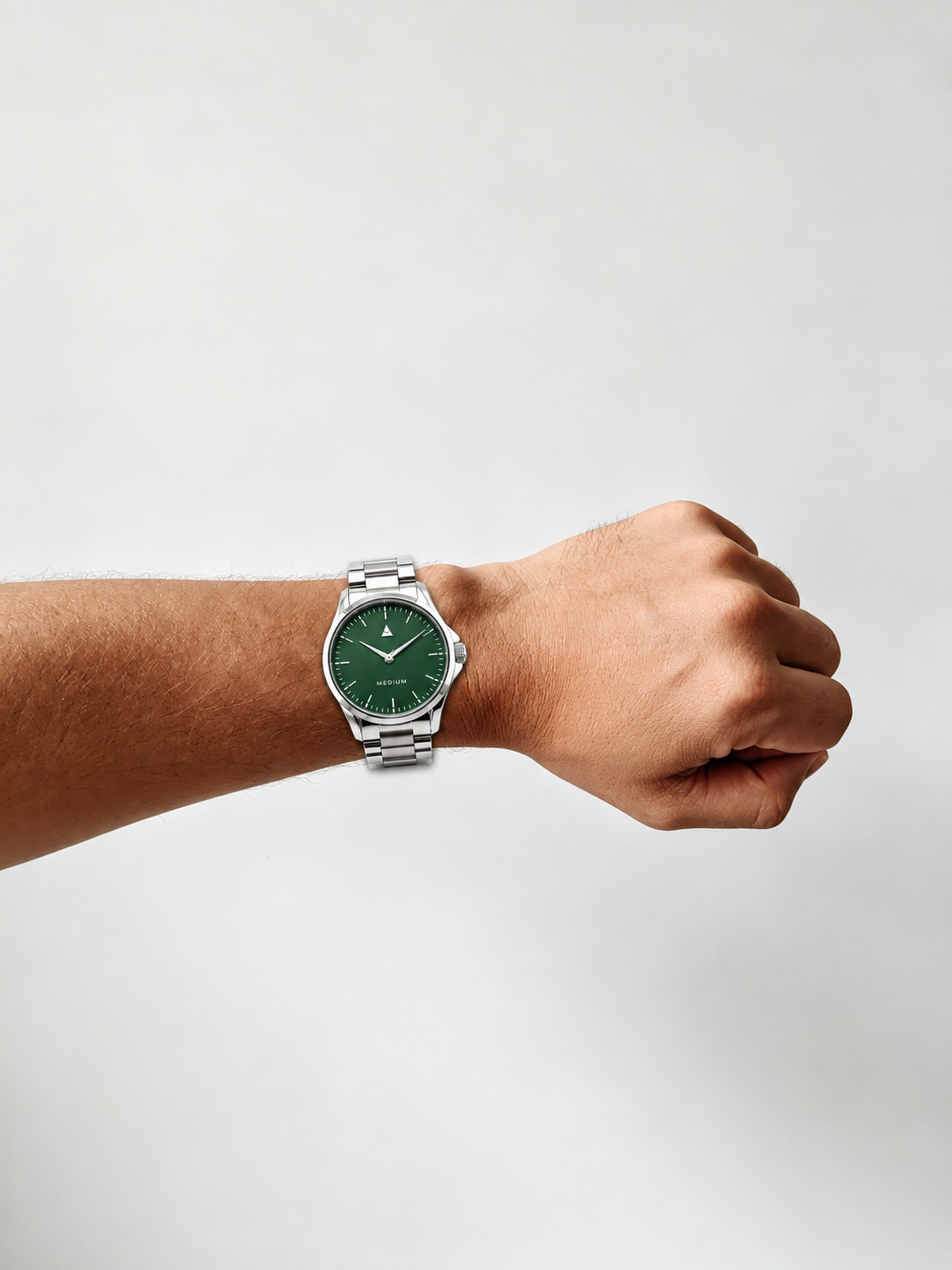 The Comeback First Edition 42mm — Silver / Green — on wrist