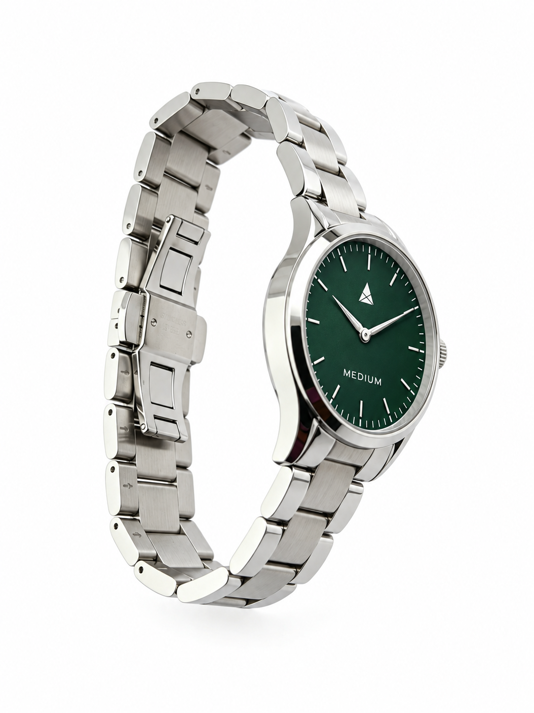 The Comeback First Edition 38mm — Silver / Green — open clasp