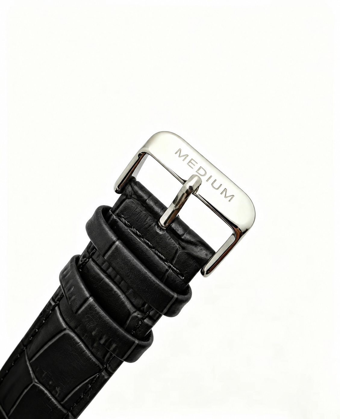 The Comeback leather watch, Silver / Black — signed buckle