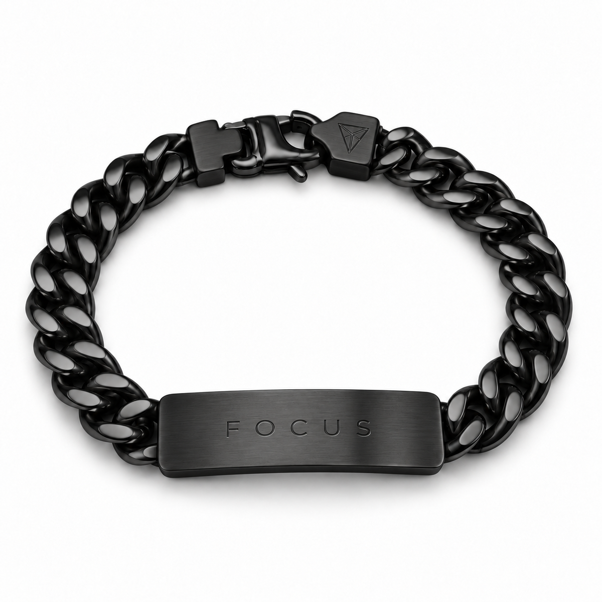 Men’s Word Bracelet — Black — engraved FOCUS