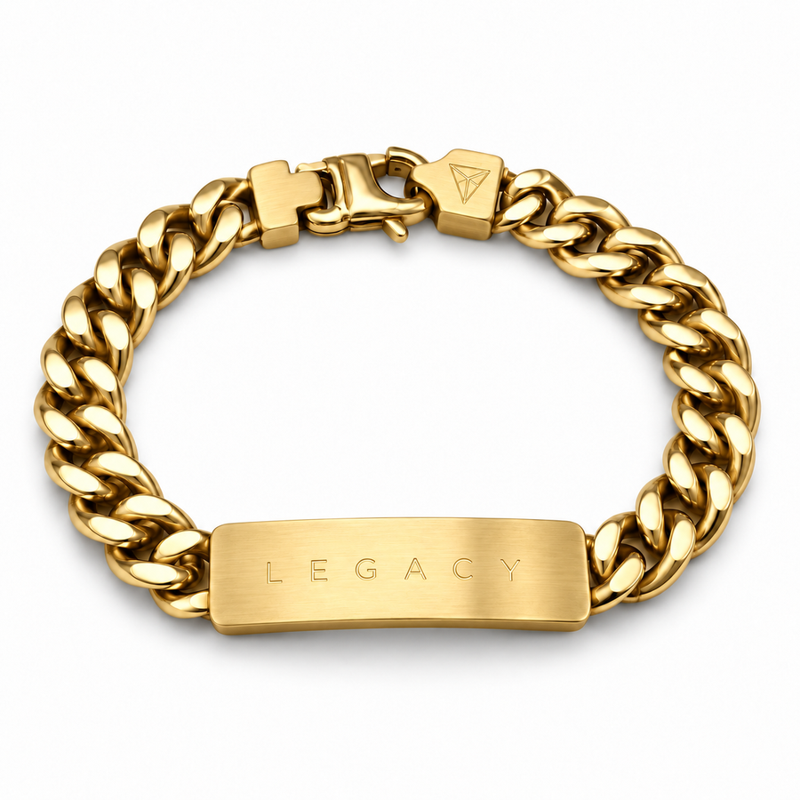 Men’s Word Bracelet — Gold — engraved LEGACY