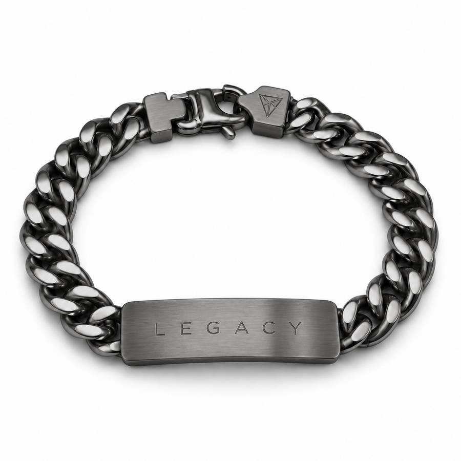 Men’s Word Bracelet — Gunmetal — engraved LEGACY
