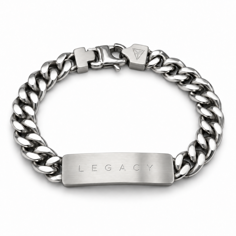 Men’s Word Bracelet — Silver — engraved LEGACY