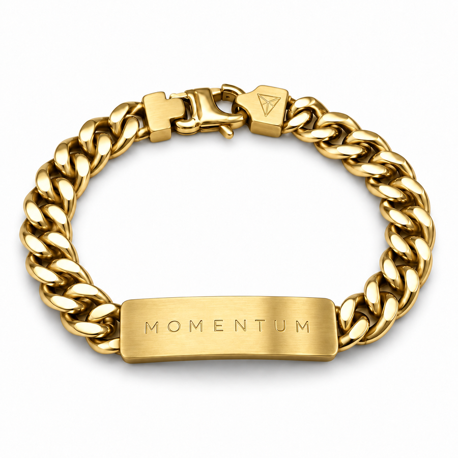 Men’s Word Bracelet — Gold — engraved MOMENTUM