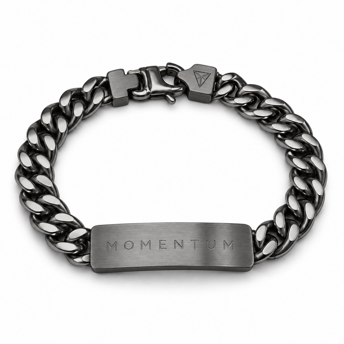 Men’s Word Bracelet — Gunmetal — engraved MOMENTUM