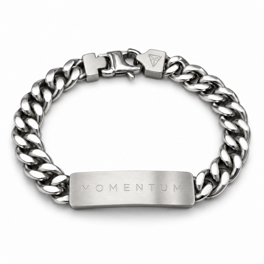 Men’s Word Bracelet — Silver — engraved MOMENTUM