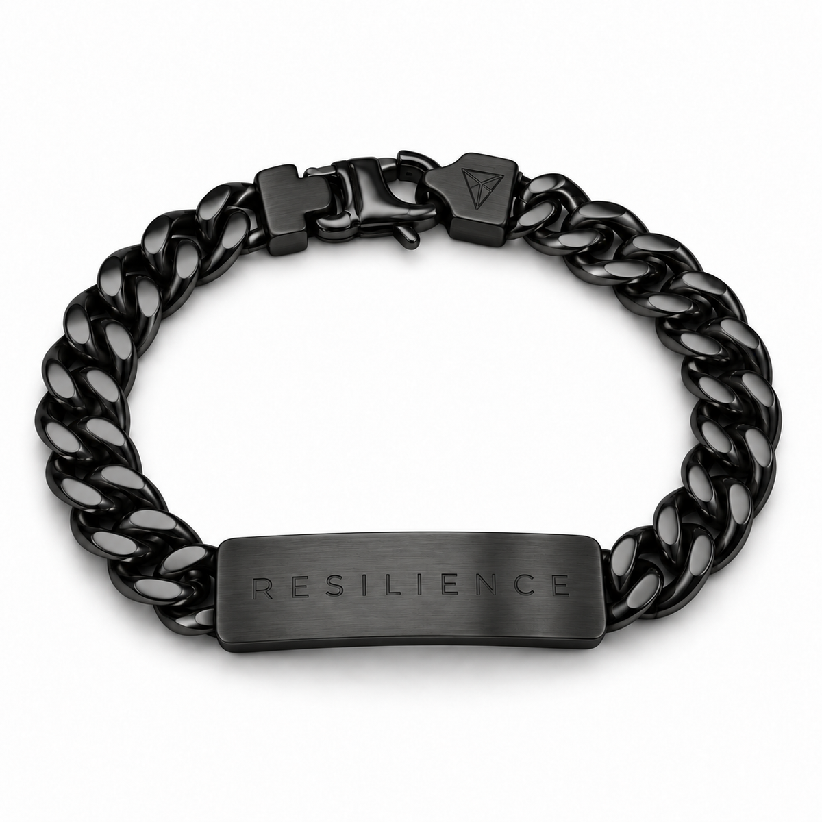 Men’s Word Bracelet — Black — engraved RESILIENCE