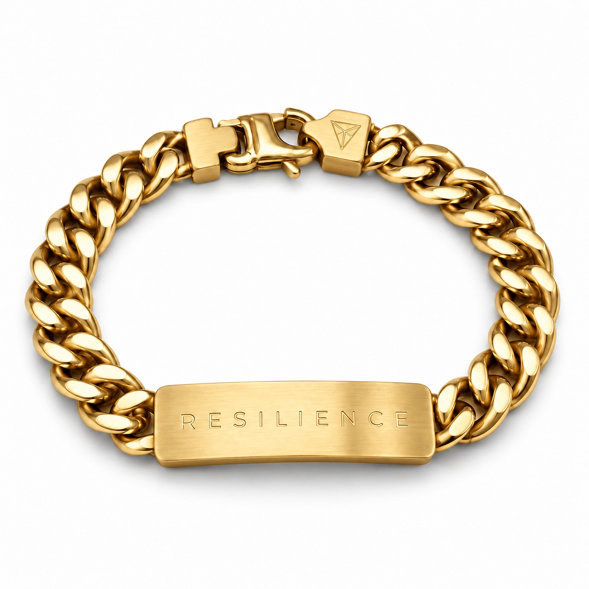Men’s Word Bracelet — Gold — engraved RESILIENCE
