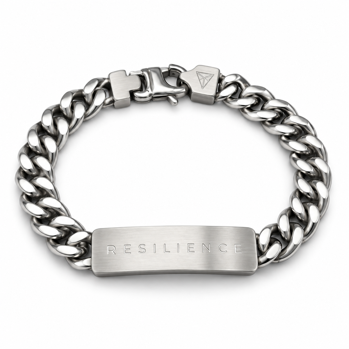 Men’s Word Bracelet — Silver — engraved RESILIENCE