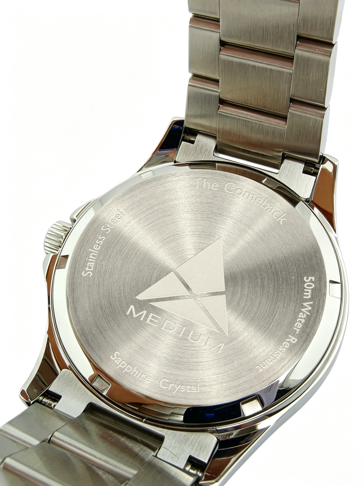 The Comeback Men’s Steel Watch — Silver — caseback