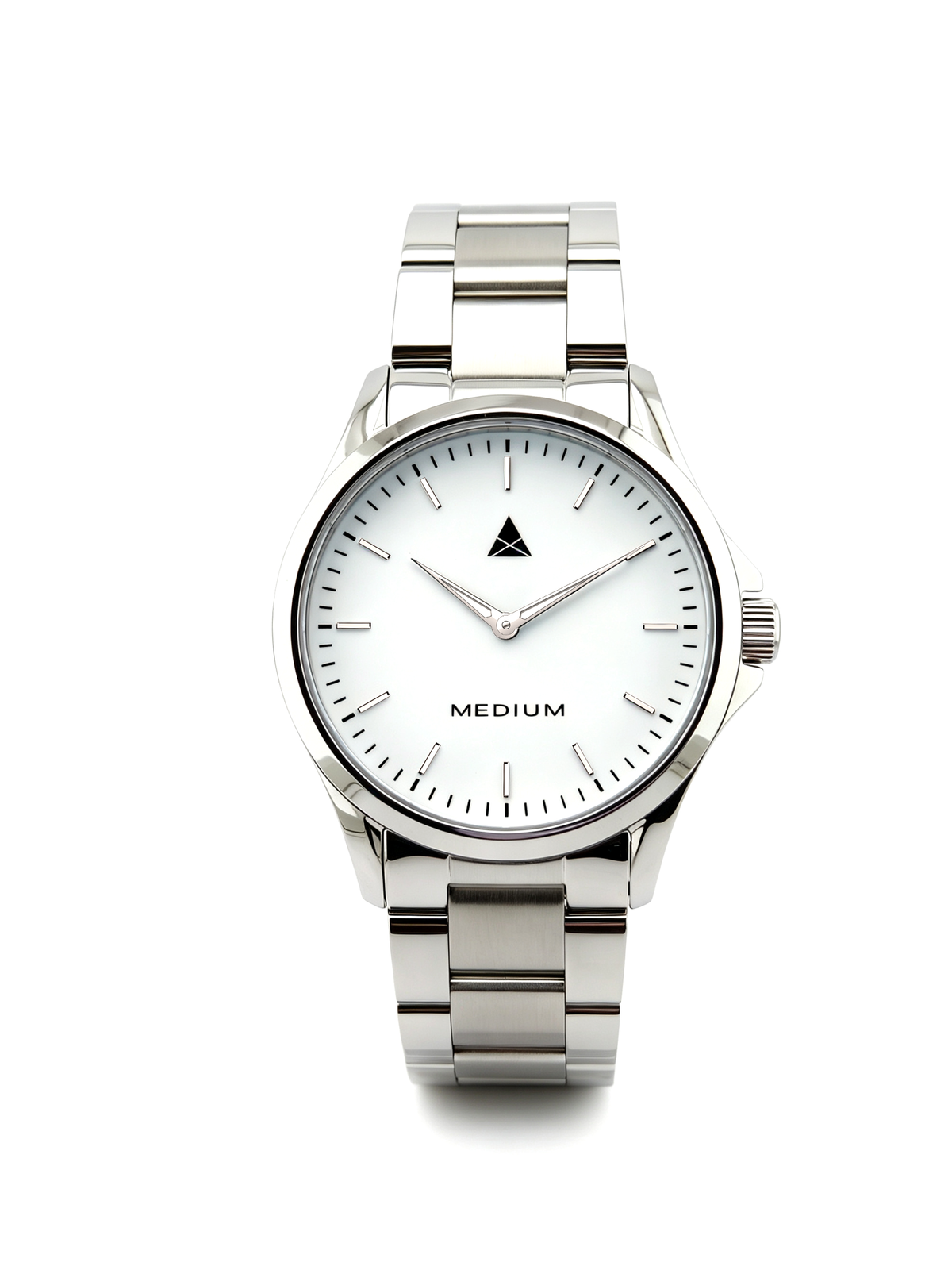The Comeback Men’s Steel Watch — Silver / White — front view