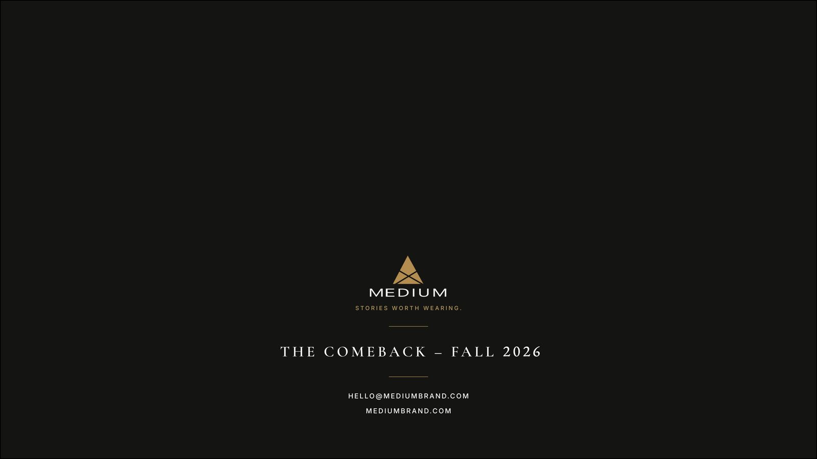 MEDIUM Lookbook — The Comeback, Fall 2026
